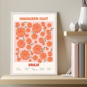 Enneagram Eight Dahlia Flower Poster *Digital File*