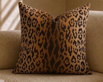 Leopard Print Throw Pillow Cover, Faux Suede or Spun Polyester Cushion Case
