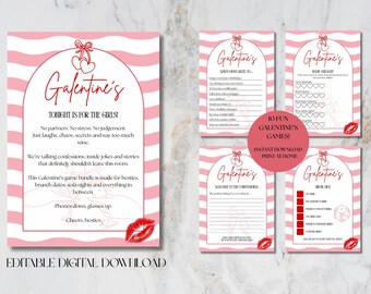 Paquete de juegos para el Día de Galentine - Juegos imprimibles para fiestas de chicas - Descarga digital