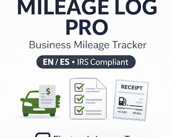Mileage Log PRO – Business Mileage Tracker PDF | IRS Compliant | 1099 & Self-Employed Bilingual