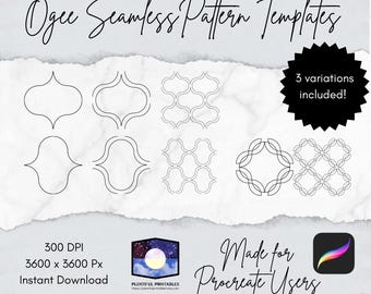 Simple Ogee Pattern Ogee Seamless Pattern Template for Procreate Artists and Surface ...