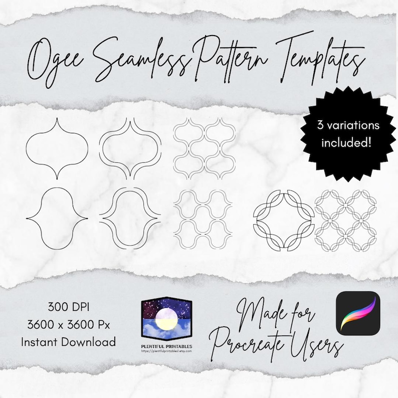 Ogee Seamless Pattern Template for Procreate Artists and Surface ...