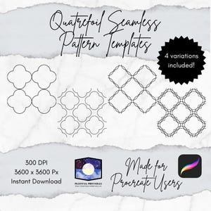 Quatrefoil Seamless Pattern Template for Procreate Artists and Surface Pattern Designers | Digital Download .procreate file, 12x12, 300 DPI