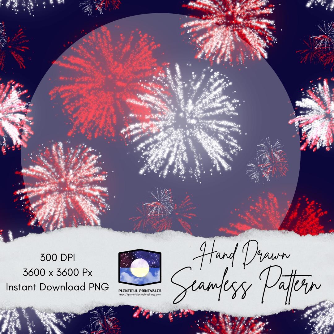 4th of July Fireworks Hand Drawn Seamless Repeating Pattern | Surface ...