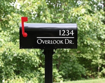 Custom Mailbox House Number, Last Name, and Street Address Decal | Vinyl Sticker