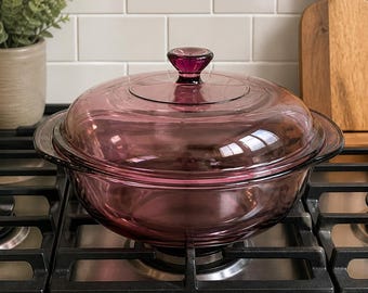 Vintage Pyrex Vision Cranberry Auflaufform - 22 cm Glaskochgeschirr - Retro Küche - Ofen sicher - Sammlerstück Backformen