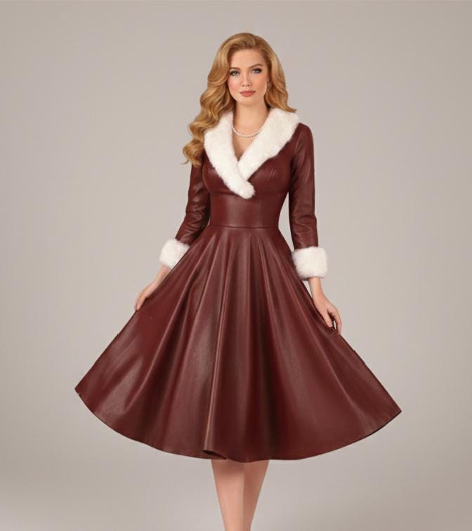 strapless open back dress Mixed Media Leather Pleated Ozzy Midi Dress main image 1