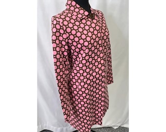 Vintage Bill Blass Signature Rosa Braun Polka Dot Trenchcoat Damen Sz 6 70er 80er