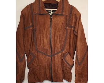 Levi's 4XL braune Lederjacke für Damen mit Perlenakzenten Größe