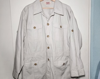 Herzog Haband Herren Khaki Safari Feldjacke Knopfleiste vorne Knopfleiste