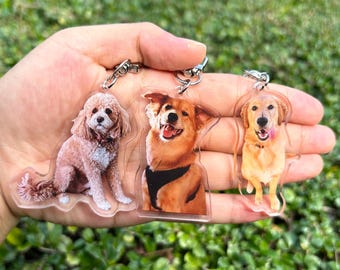 Custom Dog Picture Keychain, Personalized Dog and Cat Acrylic Keychain, Pet Memorial Gift, Small Meaningful Gift for Pet Lovers