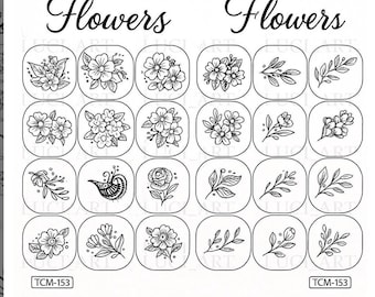 Pegatinas digitales florales para uñas | Calcomanías florales | Plantillas para uñas | Pegatinas imprimibles para uñas | Luci_art