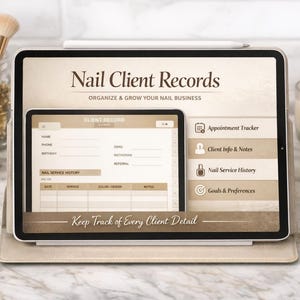 Nail Tech Client Record Book GoodNotes | Nail Client Tracker Digital Planner | Editable Nail Tech Organizer Template