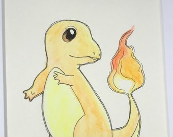 Watercolor and Ink Charmander