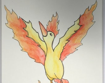 Watercolor and Ink Moltres