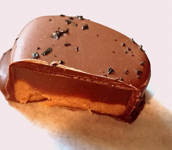 Salted Peanut Butter cups with Caramel Gourmet caramel handmade salted caramel
