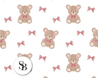Teddy Bear Seamless Pattern - Watercolour, repeating file, personal and commercial use