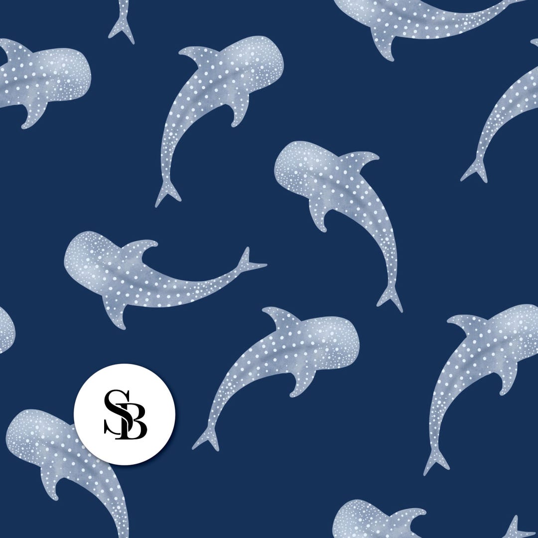 Whale Shark Seamless Pattern | Gentle Ocean Marine Animal Digital Paper ...