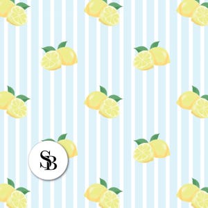 Lemon Stripe Seamless Pattern - Watercolour, repeating file, personal and commercial use
