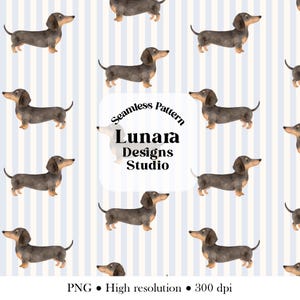 Watercolor Simple Dachshund Seamless Pattern, Cute Sausage Puppy Dog Pet Repeat | Digital Paper PNG, Digital Download