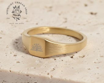 Bookish Floral Open Book Ring • Romantasy Engraved Signet Jewelry