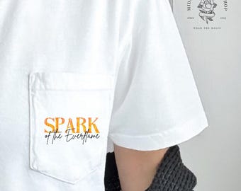 Officially Licensed SPARK of the Everflame Pocket Tee | Flame Pattern Script | Penn Cole Merch