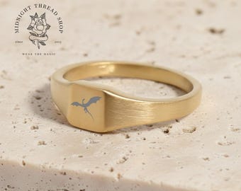 Dragon Engraved Signet Ring • Bookish Romantasy Fantasy Jewelry