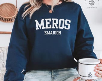 Officially Licensed Meros Emarion Embroidered Crewneck Sweatshirt | Collegiate Style | Spark of the Everflame by Penn Cole Merch