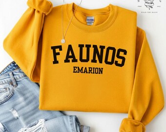 Officially Licensed Faunos Emarion Embroidered Crewneck Sweatshirt | Collegiate Style | Spark of the Everflame by Penn Cole Merch