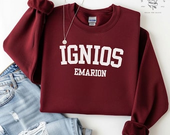Officially Licensed Ignios Emarion Embroidered Crewneck Sweatshirt | Collegiate Style | Spark of the Everflame by Penn Cole Merch
