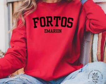 Officially Licensed Fortos Emarion Embroidered Crewneck Sweatshirt | Collegiate Style | Spark of the Everflame by Penn Cole Merch