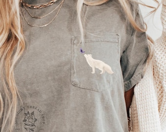 White Fox & Butterfly Pocket Tee | Romantasy Reader Shirt | Bookish Gift