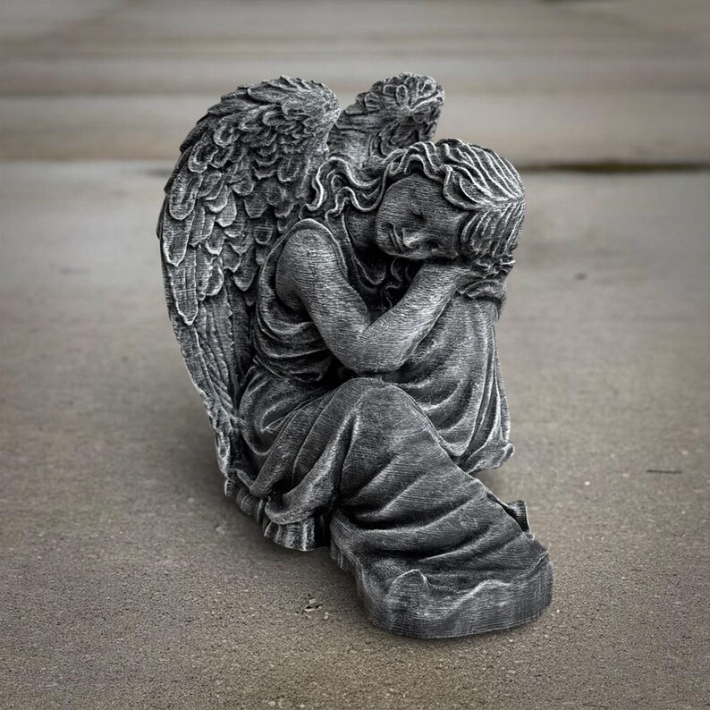 Sleeping Angel Garden Statue Memorial Cherub Sculpture Religious Winged ...