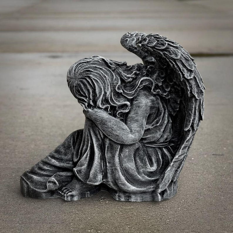 Sleeping Angel Garden Statue Memorial Cherub Sculpture Religious Winged ...