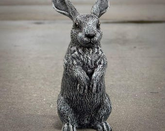 Rabbit Statue Standing Bunny Figurine Rustic Garden Animal Outdoor Yard Sculpture Adorable Easter Home Accent Gift Patio Decoration
