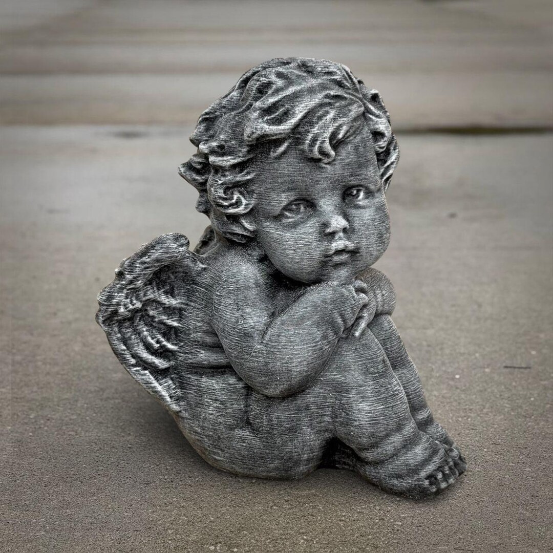 Baby Angel Statue Concrete Look Cherub Figurine Stone Effect Garden ...