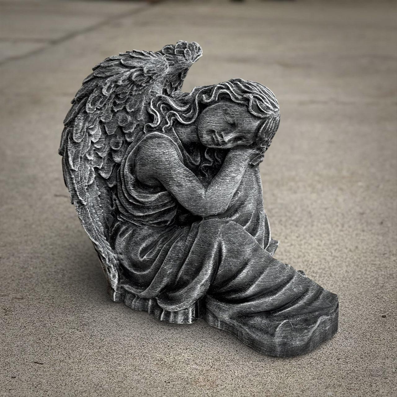 Sleeping Angel Garden Statue Memorial Cherub Sculpture Religious Winged ...