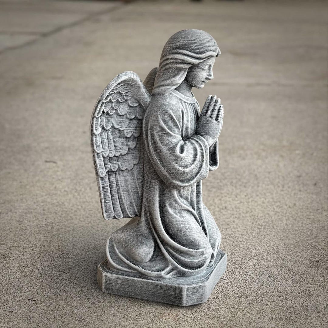 Angel Prayer Garden Statue Concrete Effect Figurine Stone Look Memorial ...