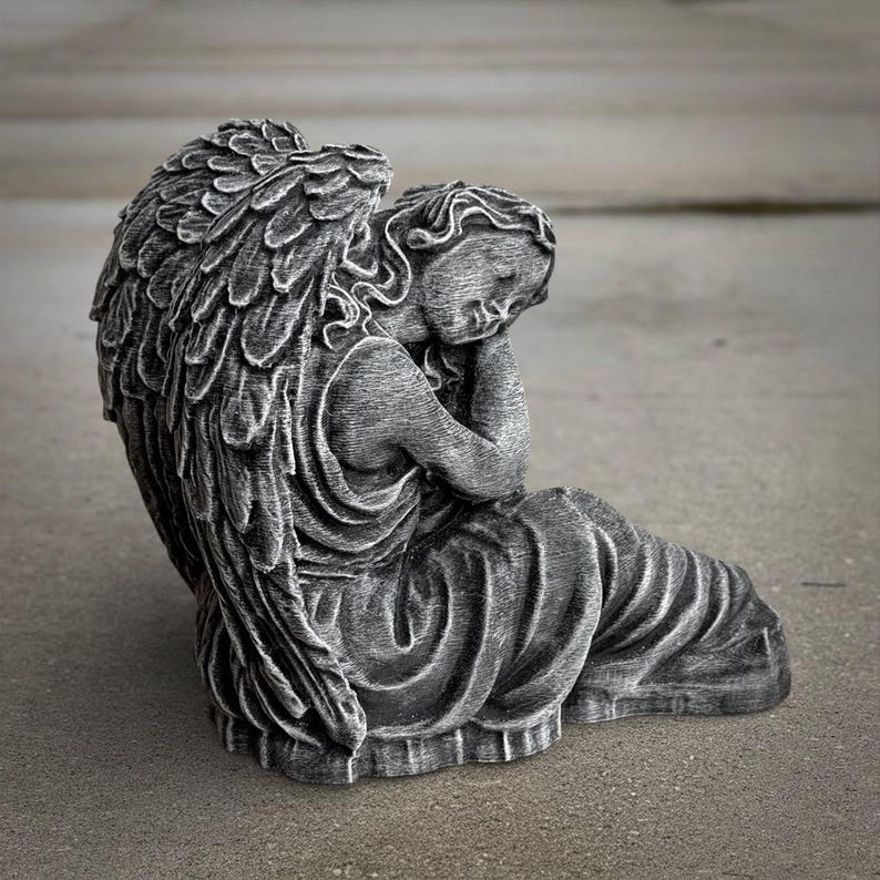 Sleeping Angel Garden Statue Memorial Cherub Sculpture Religious Winged ...
