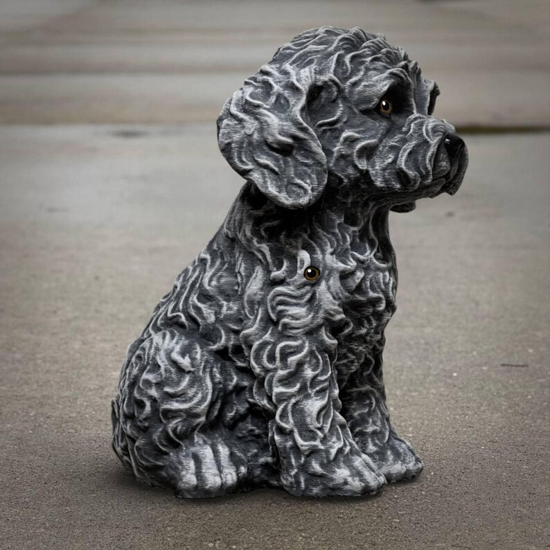 Black Cockapoo Dog Statue Stone Effect Spaniel Sculpture Outdoor Garden ...