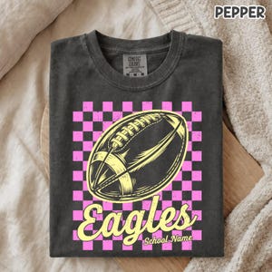 Custom Football Checker Mom Comfort Colors® Shirt, Personalized Football Player Gift, Football Game Day Shirt, Game Day Tee Bild 10