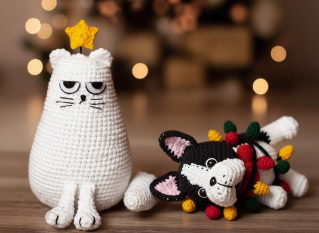 Bundle 2 File PDF Grumpy Cat & Festive Pup Crochet Pattern, Beginner ...