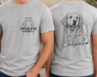 Custom Dog Memorial Photo Shirt, Personalized Remembrance Dog Portrait T-Shirt, Dog Sympathy Gifts