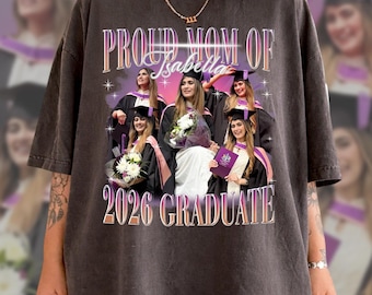 Custom Bootleg Graduation Shirt 2026, Custom Photo Collage Shirt, Retro Rap Style Graduation Tee, Proud Family Graduation Gift