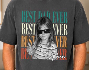 Custom Dad Vintage Photo Shirt – Personalized Fathers Day Shirt With Kids Photo, New Daddy Gift, Gift for Birthday Daddy, Funny Dad Shirt
