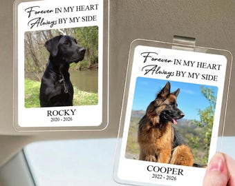 Clip personalizado para visera de coche con foto de perro, recuerdo para mascotas fallecidas, en memoria de un ser querido, regalos para dueños de mascotas, regalo para papá, mamá y perro, regalo para amantes de las mascotas