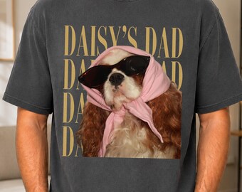 Custom Photo Dog Dad Vintage T-Shirt, Dog Dad Father's Day Gifts, Father's Day Gift, Gift for Daddy, Pet Photo Gift for Pet Lovers