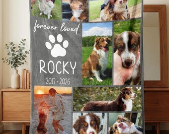 Manta personalizada con foto de perro pastor australiano, manta con retrato de perro australiano personalizado, regalo conmemorativo para mascotas, regalo para mamás y papás perrunos.
