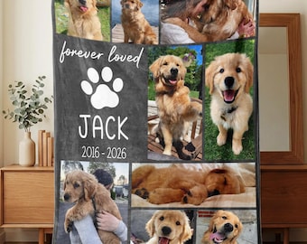 Manta personalizada con foto de Golden Retriever, manta con retrato personalizado de Golden, regalo conmemorativo para mascotas, regalo para mamás y papás perrunos.