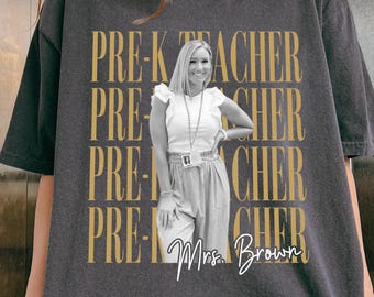 Camiseta personalizada con foto para maestra de preescolar – Agradecimiento a la maestra, camiseta del equipo de preescolar, regalo para maestra de preescolar, regreso a clases